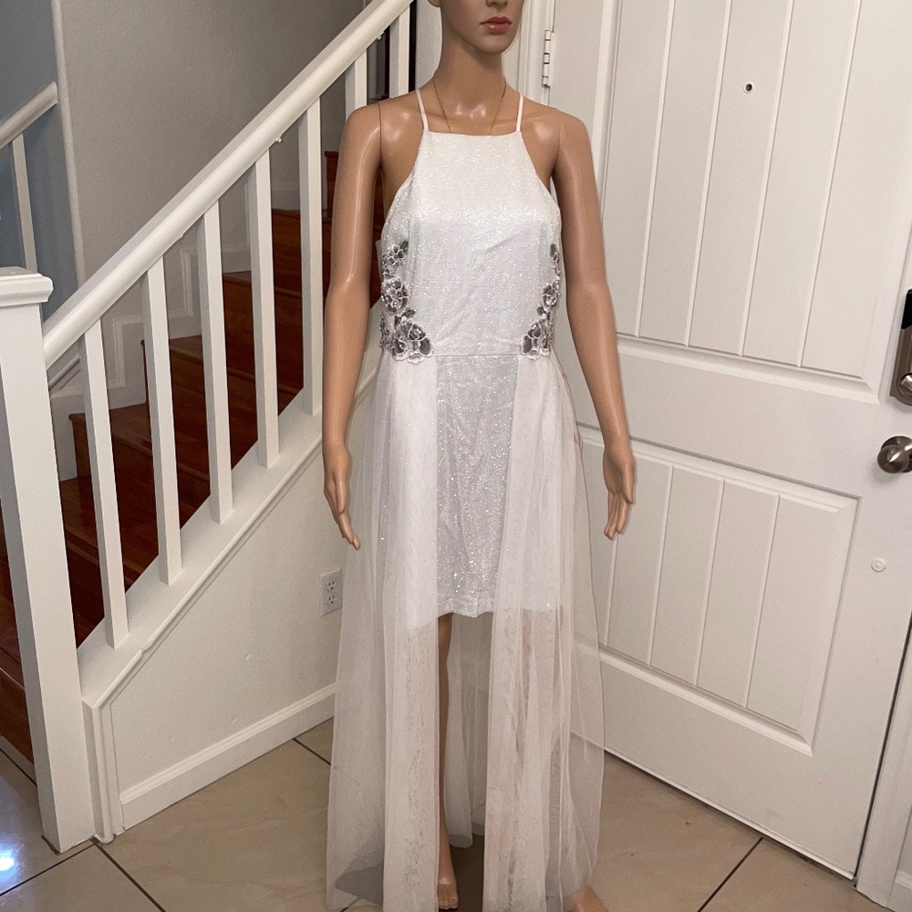 Beaded Sparkle Dress with Veil Skirt